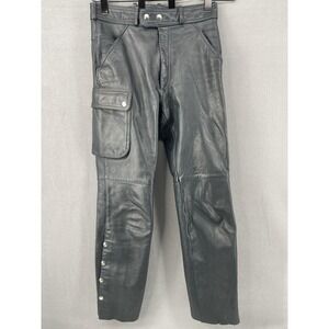 Dynamic‎ MQP Pants Mens Black 32 US Motorcycle Leather Cargo Snap Leg Biker Y2K